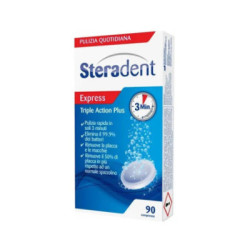 Steradent Triple Accion Plus Limpieza Protesis Dental 90 Compresión